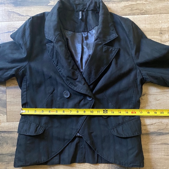 SASHIMI Black on Black Pinstripe Double Breasted Lined Blazer w/Pockets Size Lg - Picture 11 of 16